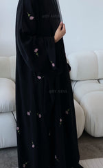 Load and play video in Gallery viewer, Rose Blossom Abaya- Black
