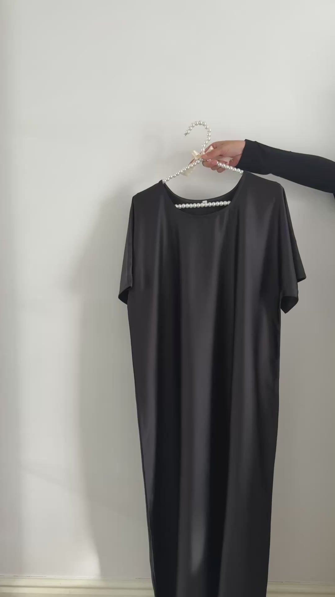 Matte Satin Slip Dress- Black