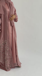 Load and play video in Gallery viewer, Jasmin Abaya 3 Piece Set- Pink Organza
